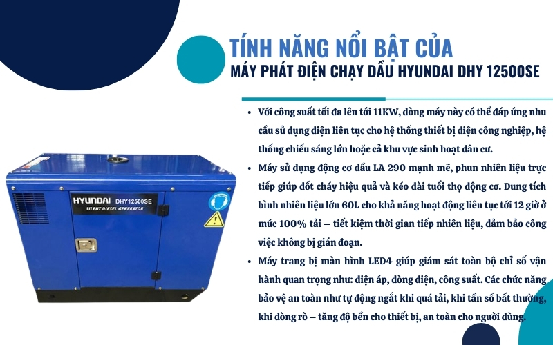Tính năng nổi bật của Máy phát điện Hyundai DHY12500SE