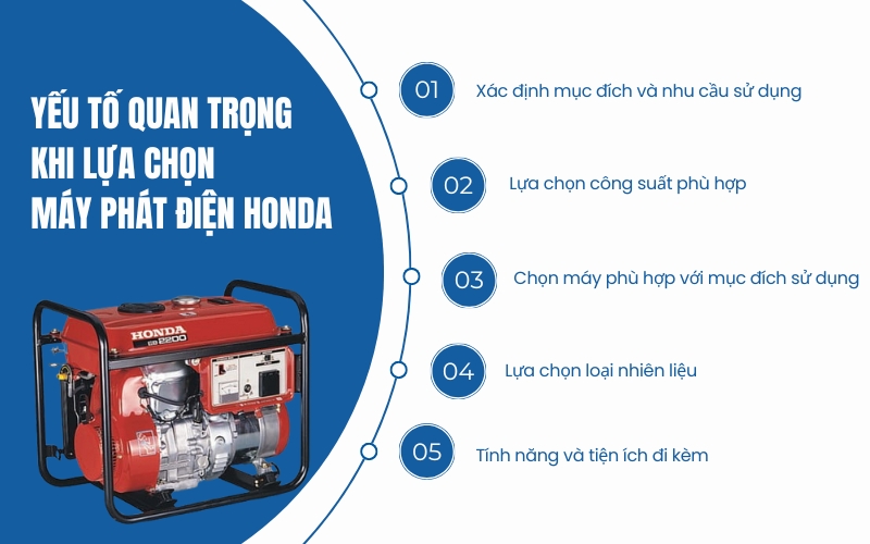 Yếu tố quan trọng khi lựa chọn máy phát điện Honda