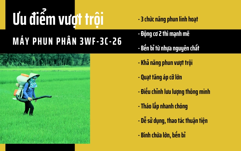 Ưu điểm vượt trội của Máy phun phân 3WF-3C-26