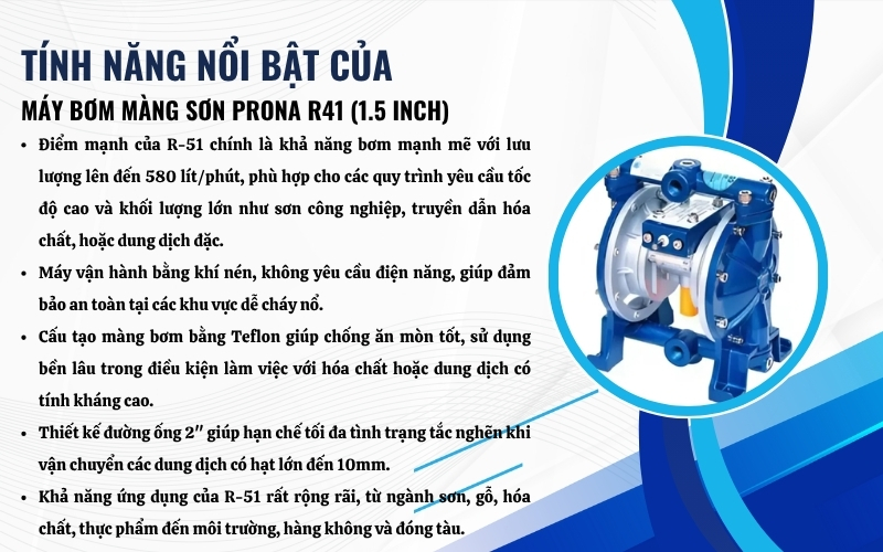 Tính năng nổi bật của máy bơm màng Prona R-51