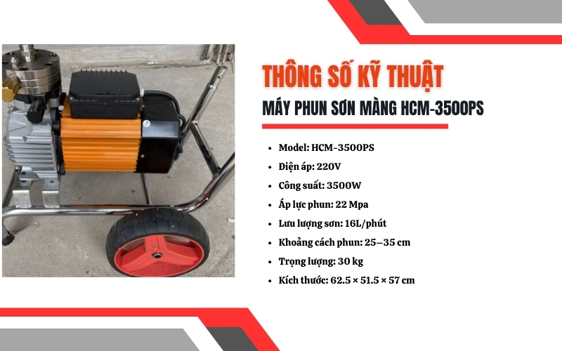 Thông số kỹ thuật của Máy phun sơn màng HCM-3500PS