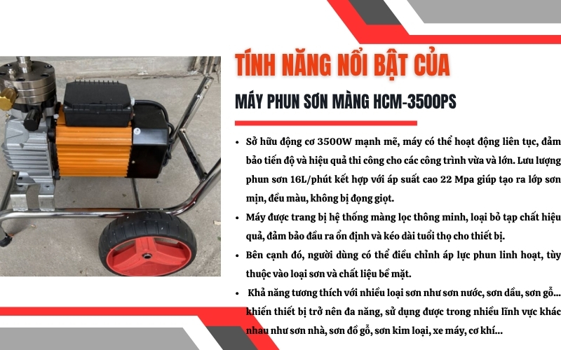 Tính năng nổi bật của Máy phun sơn màng HCM-3500PS
