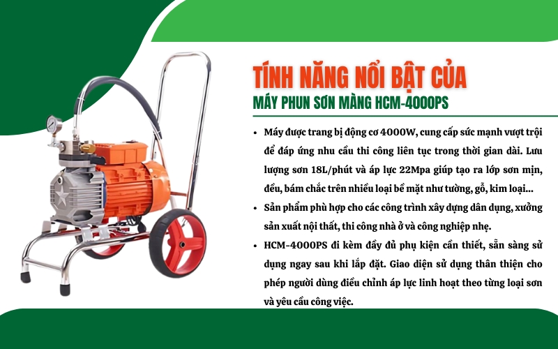 Tính năng nổi bật của Máy phun sơn màng HCM-4000PS