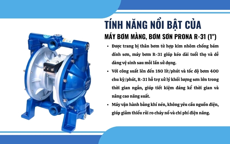 Tính năng nổi bật của Máy bơm màng sơn Prona R-31