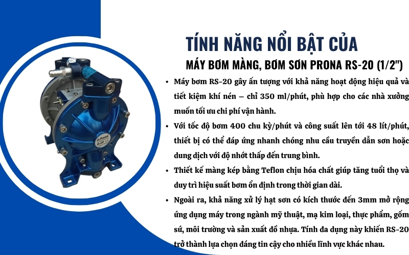 Tính năng nổi bật của Máy bơm màng Prona RS-20