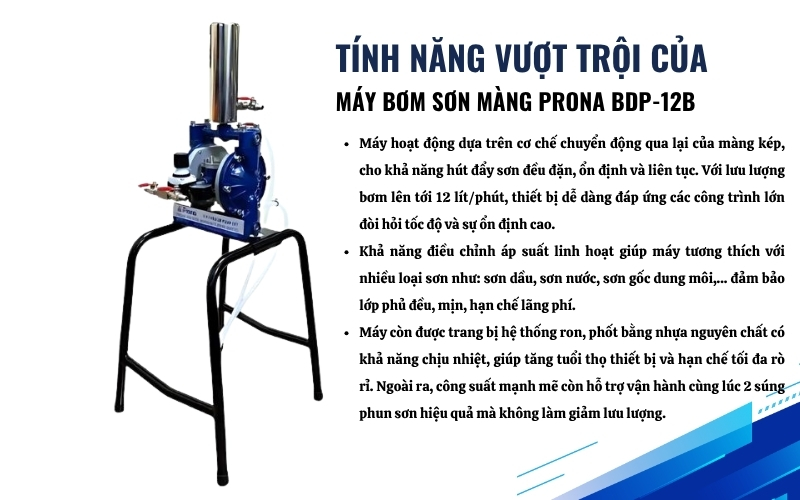 Tính năng nổi bật của máy bơm sơn màng Prona BDP-12B