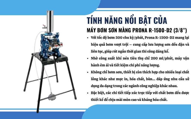 Tính năng nổi bật của máy bơm sơn màng Prona R-1500-D2