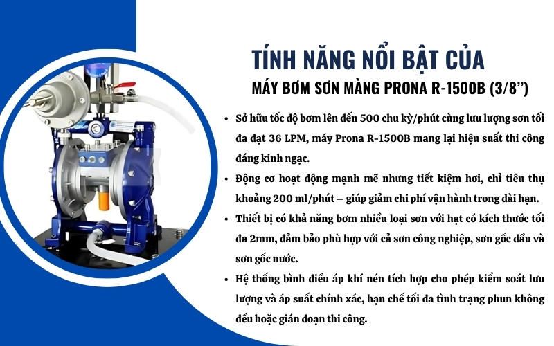 Tính năng nổi bật của máy bơm sơn Prona R-1500B