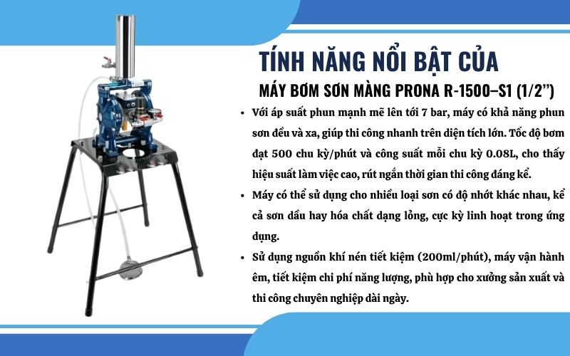 Tính năng nổi bật của máy bơm sơn màng Prona R-1500–S1