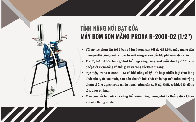 Tính năng nổi bật của máy bơm sơn màng Prona R-2000- S1 (1/2’’)