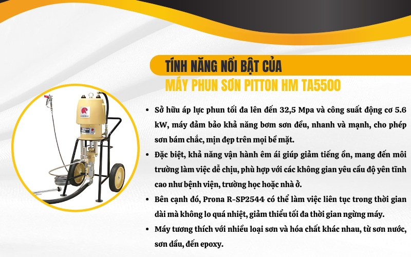 Tính năng nổi bật của máy bơm sơn màng Prona R-SP2544
