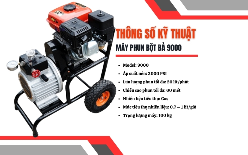 Thông số kỹ thuật của Máy phun bột bả 9000
