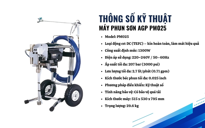 Thông số kỹ thuật của Máy phun sơn AGP PM025