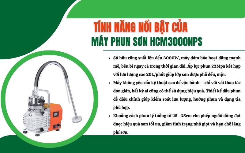 Tính năng nổi bật của máy phun sơn HCM3000NPS