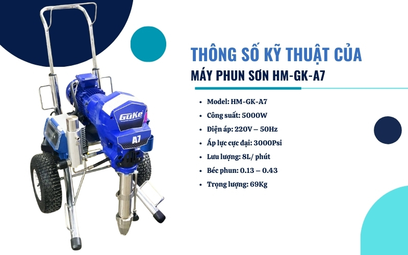 Thông số kỹ thuật máy phun sơn đầu inox HM-GK-A7