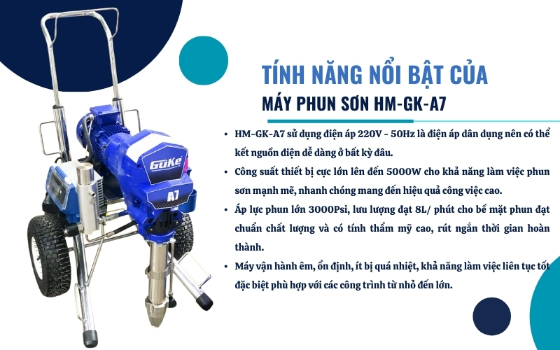 Tính năng nổi bật của máy phun sơn đầu inox HM-GK-A7