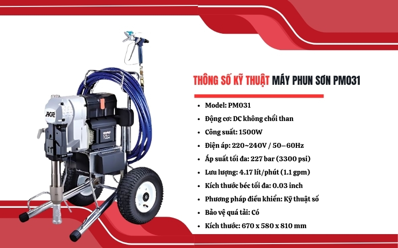 Thông số kỹ thuật của Máy phun sơn PM031