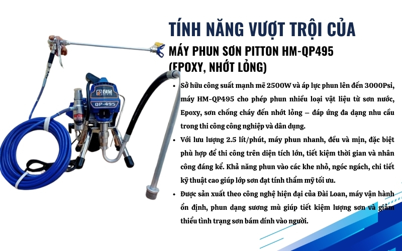 Tính năng nổi bật của máy phun sơn Piston HM-QP495