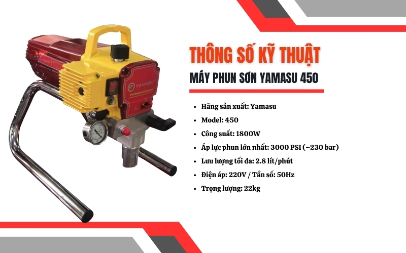 Thông số kỹ thuật của máy phun sơn Yamasu 450