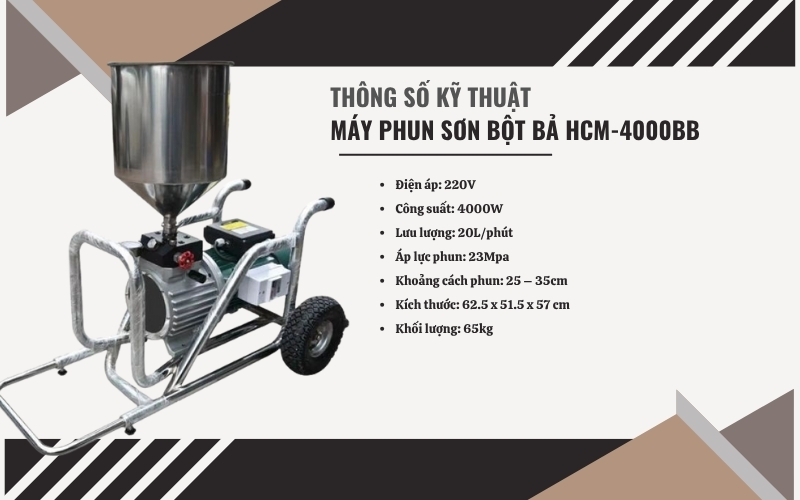 Thông số kỹ thuật của máy phun sơn bột bả HCM-4000BB