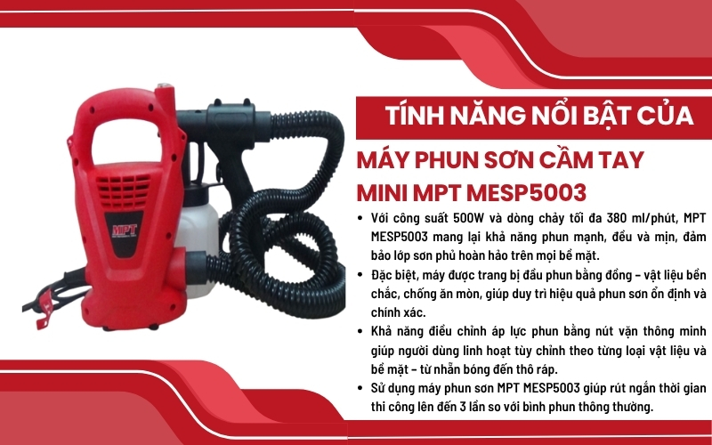 Tính năng nổi bật của máy phun sơn MPT MESP5003