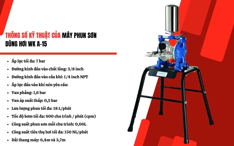 Thông số kỹ thuật của Máy phun sơn dùng hơi WK A-15