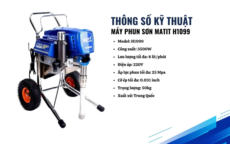 Thông số kỹ thuật của máy phun sơn matit H1099