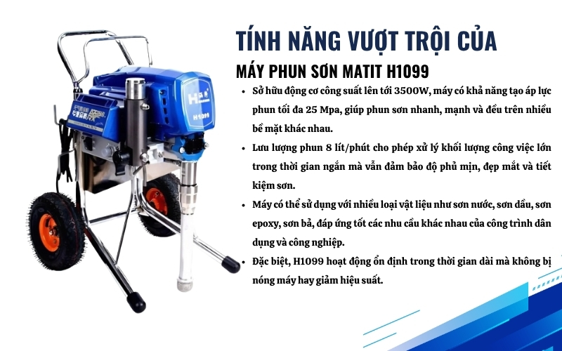 Tính năng nổi bật của máy phun sơn matit H1099