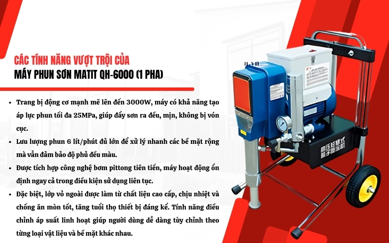 Tính năng nổi bật của máy phun sơn matit QH-6000