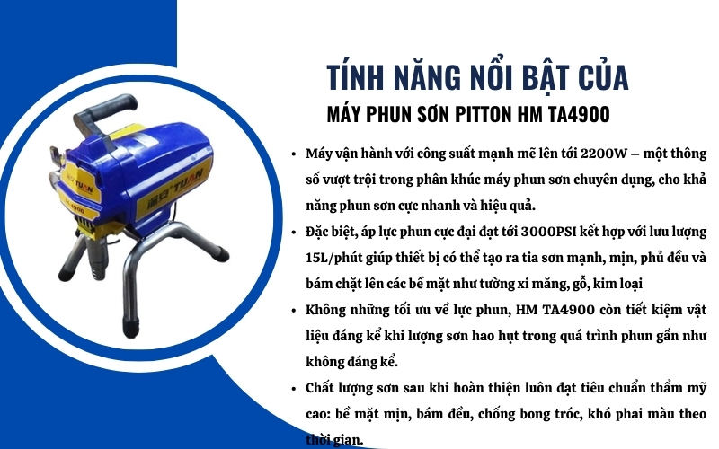 Tính năng nổi bật của máy phun sơn pitton HM TA4900