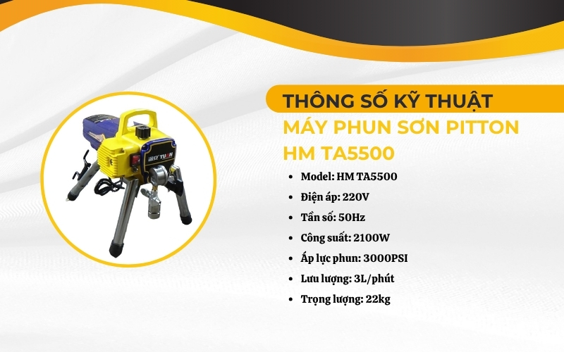 Thông số kỹ thuật của máy phun sơn pitton HM TA5500