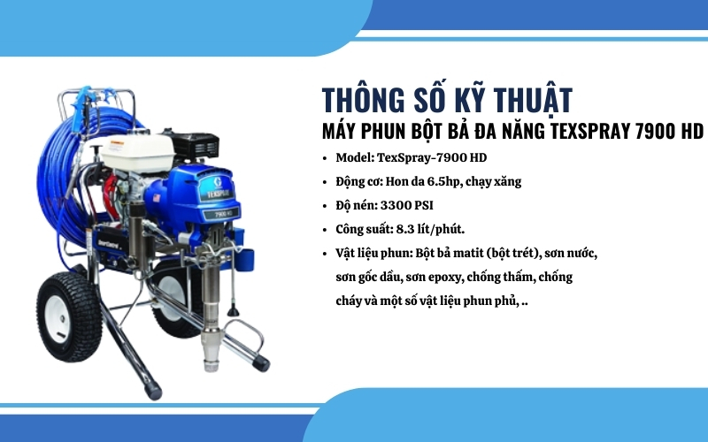 Thông số kỹ thuật của máy phun bột bả đa năng TexSpray 7900 HD