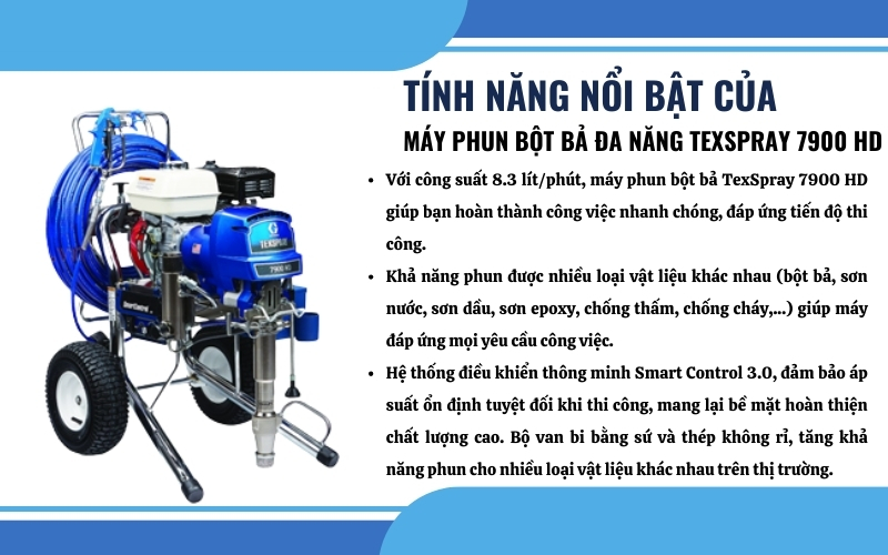 Tính năng nổi bật của máy phun bột bả đa năng TexSpray 7900 HD