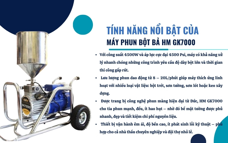Tính năng nổi bật của máy phun bột bả HM GK7000