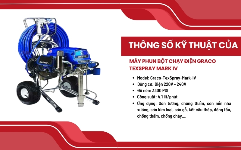 Thông số kỹ thuật của Máy Phun Bột Chạy Điện Graco TexSpray Mark IV