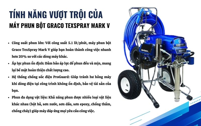 Tính năng nổi bật của Máy phun bột Graco TexSpray Mark V