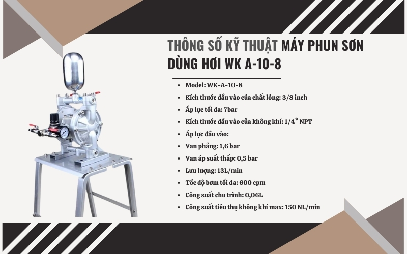 Thông số kỹ thuật của máy phun sơn dùng hơi WK A-10-8