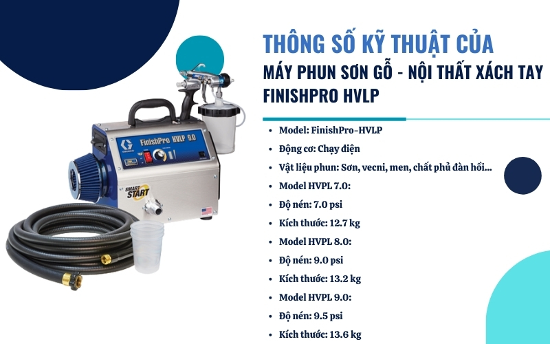 Thông số kỹ thuật máy phun gỗ nội thất FinishPro HVLP