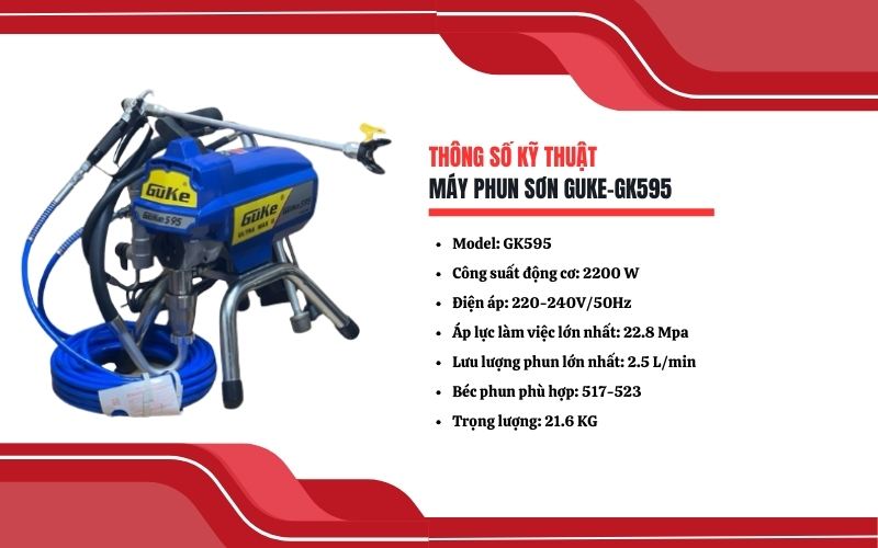 Thông số kỹ thuật của máy phun sơn GUKE-GK595