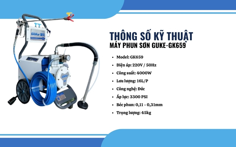 Thông số kỹ thuật của Máy phun sơn GUKE-GK659