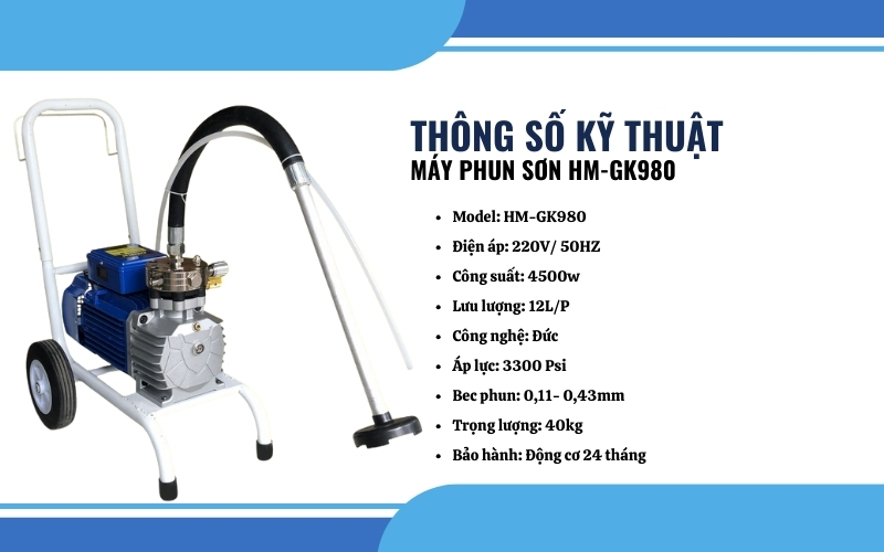 Thông số kỹ thuật của máy phun sơn HM-GK980