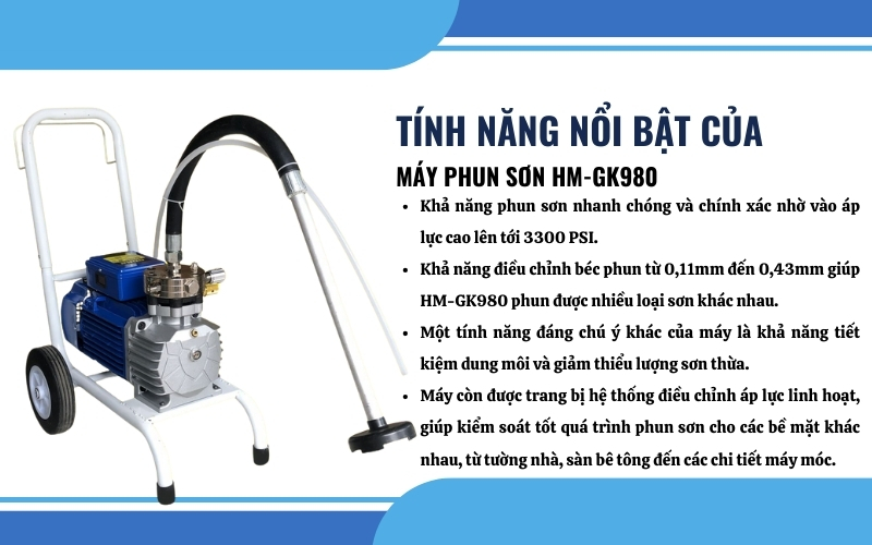 Tính năng nổi bật của máy phun sơn HM-GK980