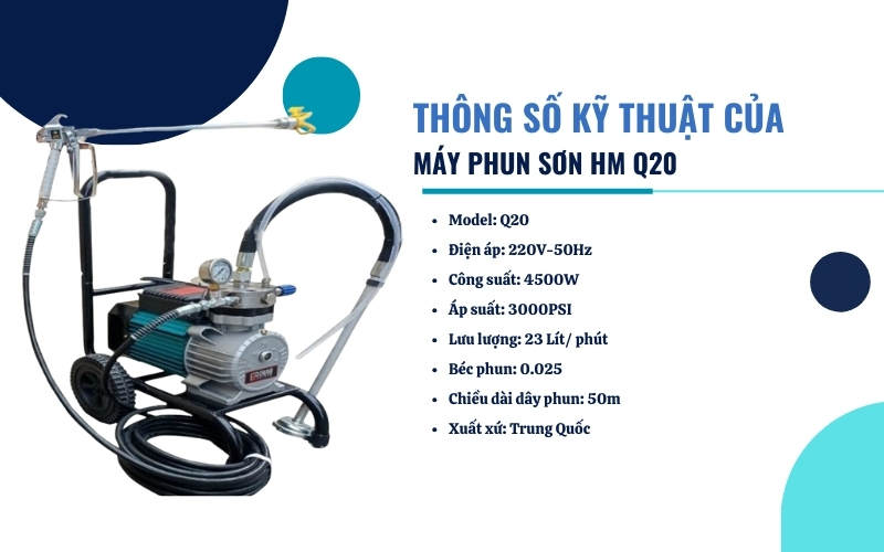 Thông số kỹ thuật của máy phun sơn HM Q20