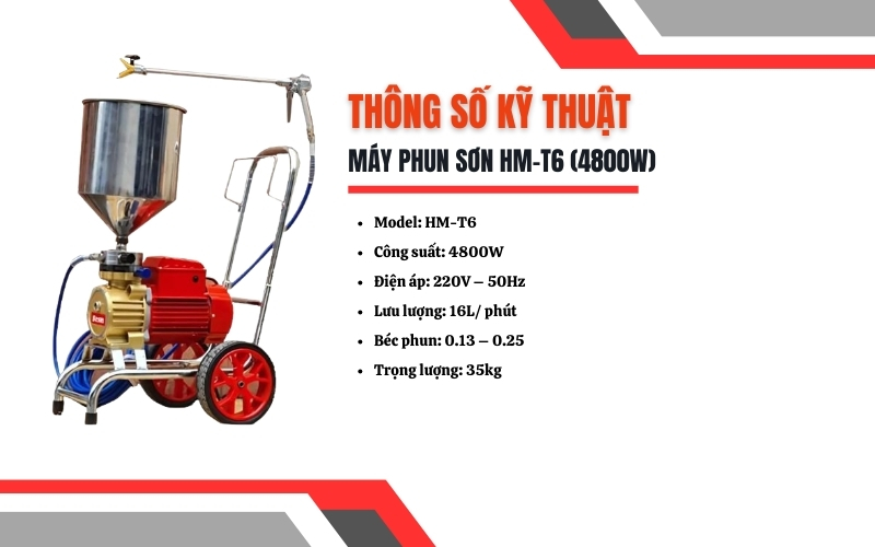 Thông số kỹ thuật máy phun sơn HM-T6 (4800W)