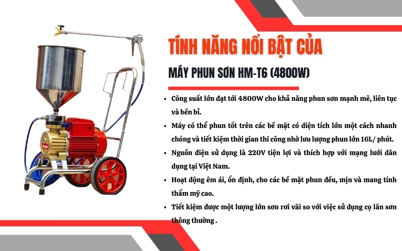 Tính năng của máy phun sơn HM-T6 (4800W)
