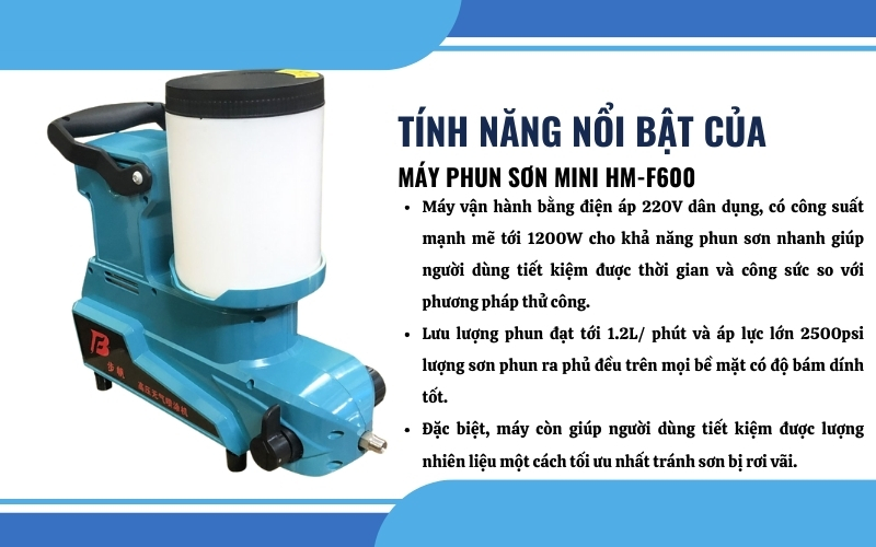 Tính năng của máy phun sơn mini HM-F600