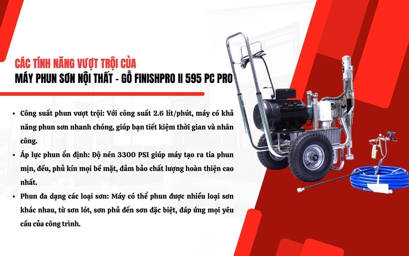 Tính năng nổi bật của Máy phun sơn gỗ - Nội thất FINISHPRO II 595 PC Pro