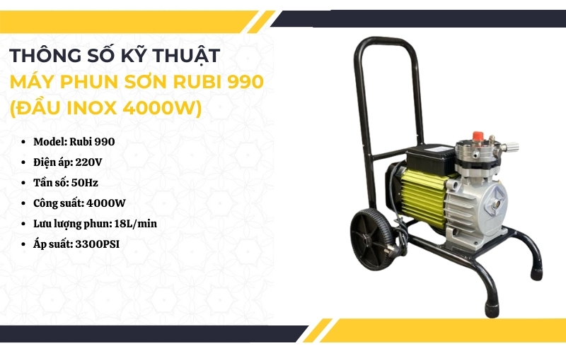 Thông số kỹ thuật của máy phun sơn Rubi 990