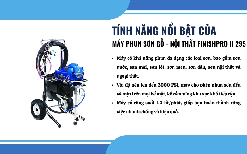 Tính năng nổi bật của Máy phun sơn gỗ - Nội thất FINISHPRO II 295