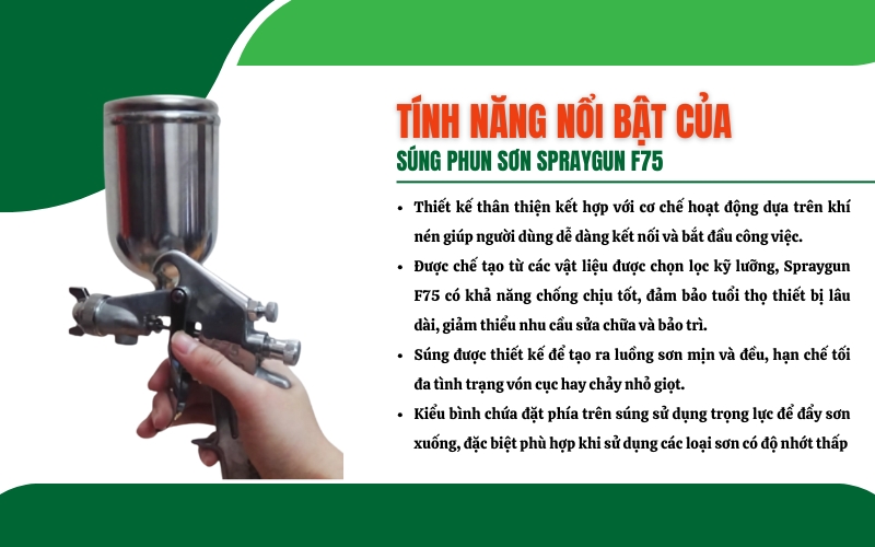 Tính năng nổi bật của Súng phun sơn Spraygun F75
